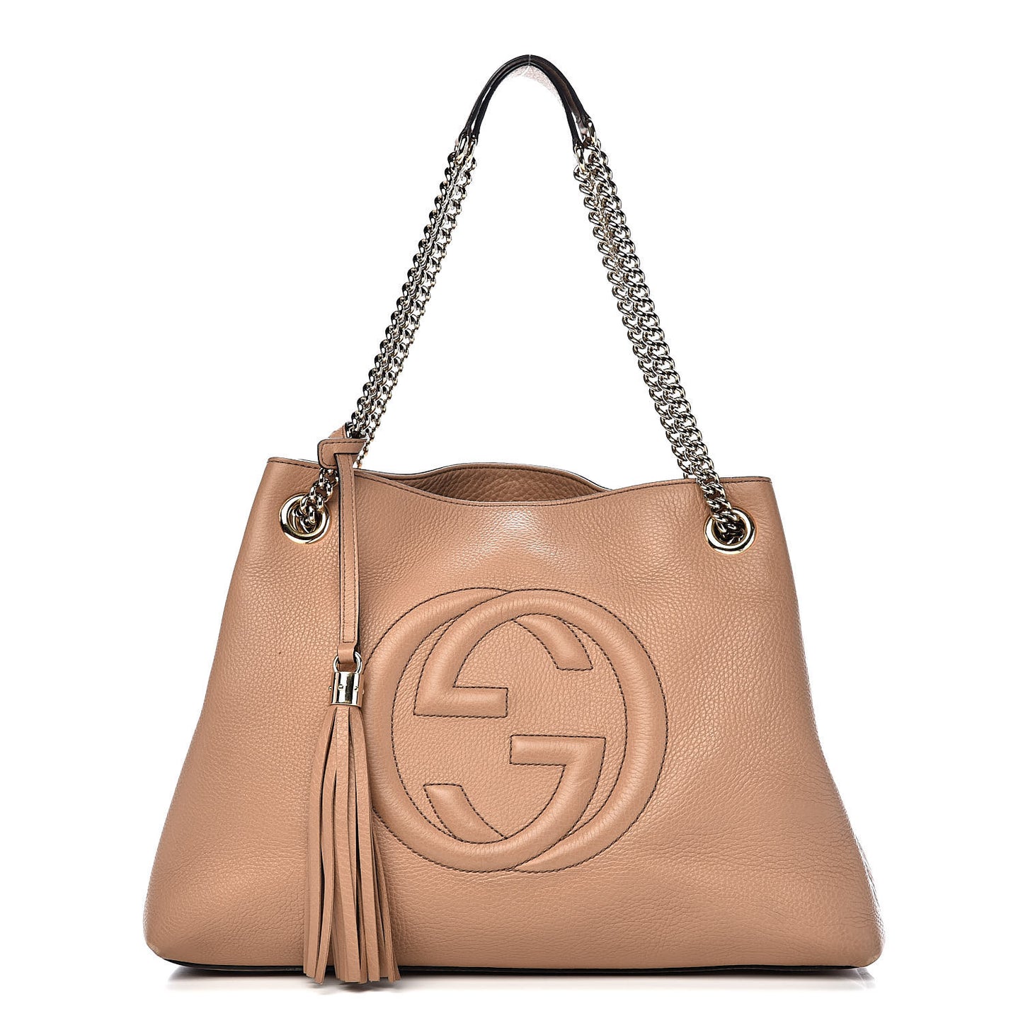 Pebbled Calfskin Medium Soho Chain Shoulder Bag Rose Beige