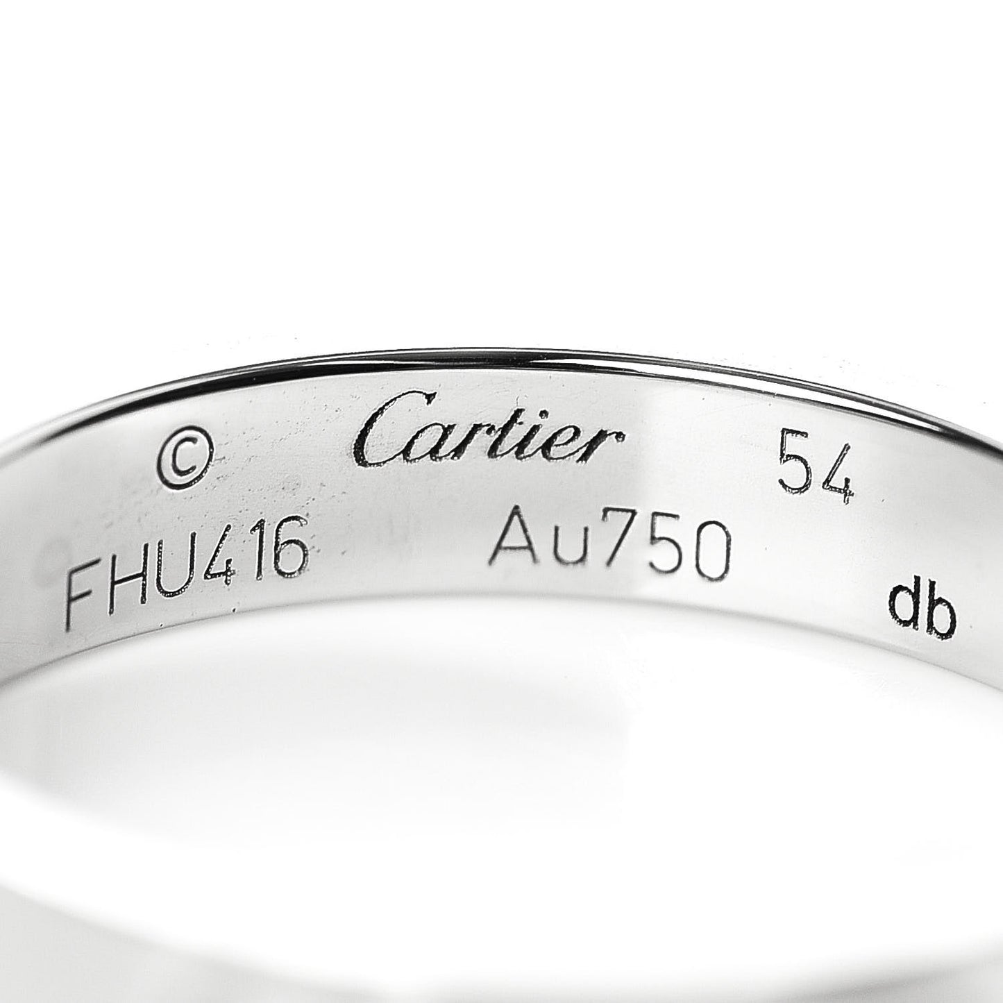 18K White Gold 3.5mm LOVE Wedding Band Ring 54 6.75