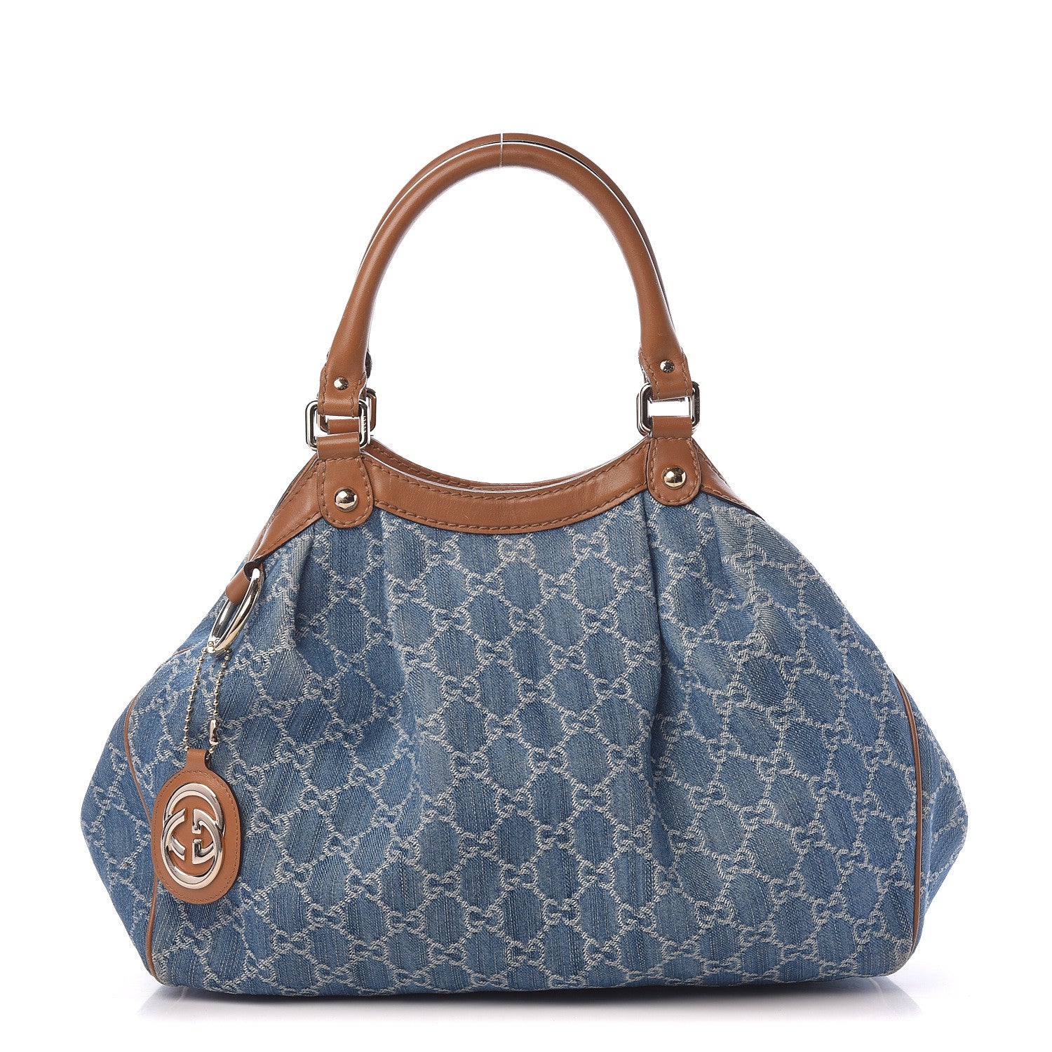 Gucci Denim Monogram Medium Sukey Tote Blue 1 of 20