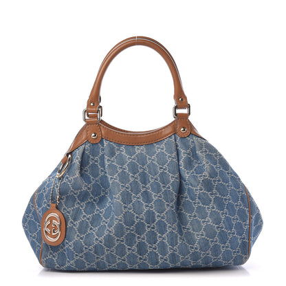 Gucci Denim Monogram Medium Sukey Tote Blue 1 of 20