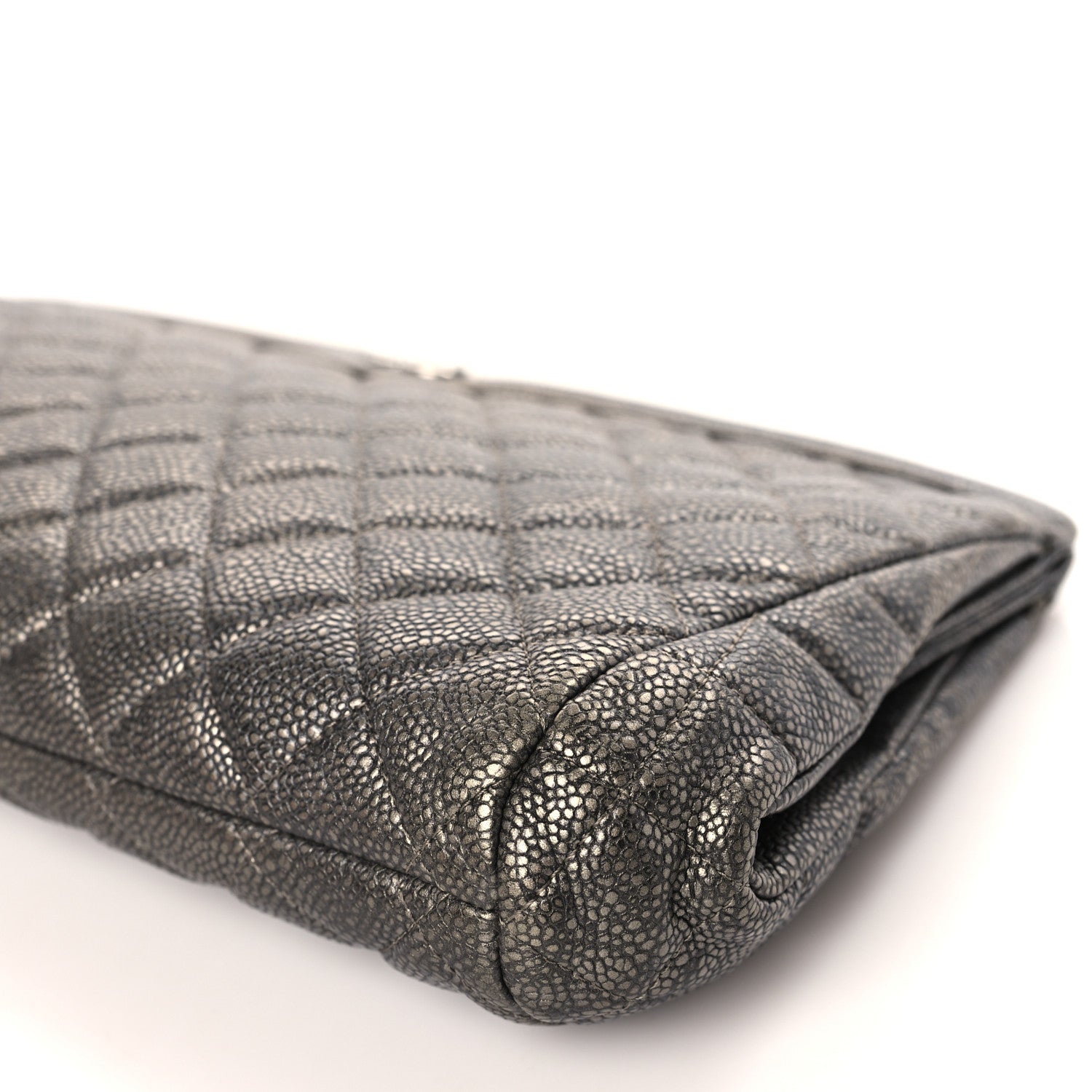Chanel Metallic Caviar Quilted Clutch Dark Silver 9 of 9