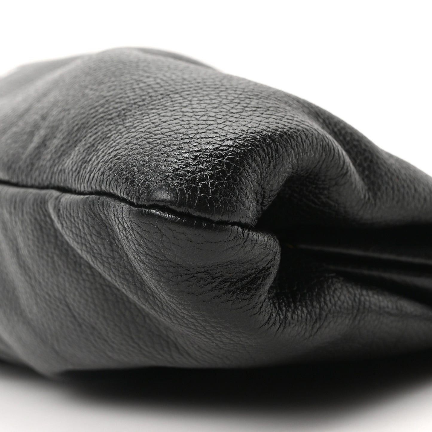 Grained Calfskin Logo XL Cloud Clutch Black