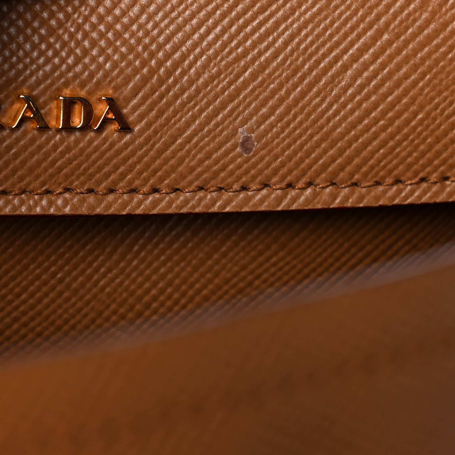 Prada Saffiano Cuir Medium Double Handle Bag Caramel Fuoco 14 of 14