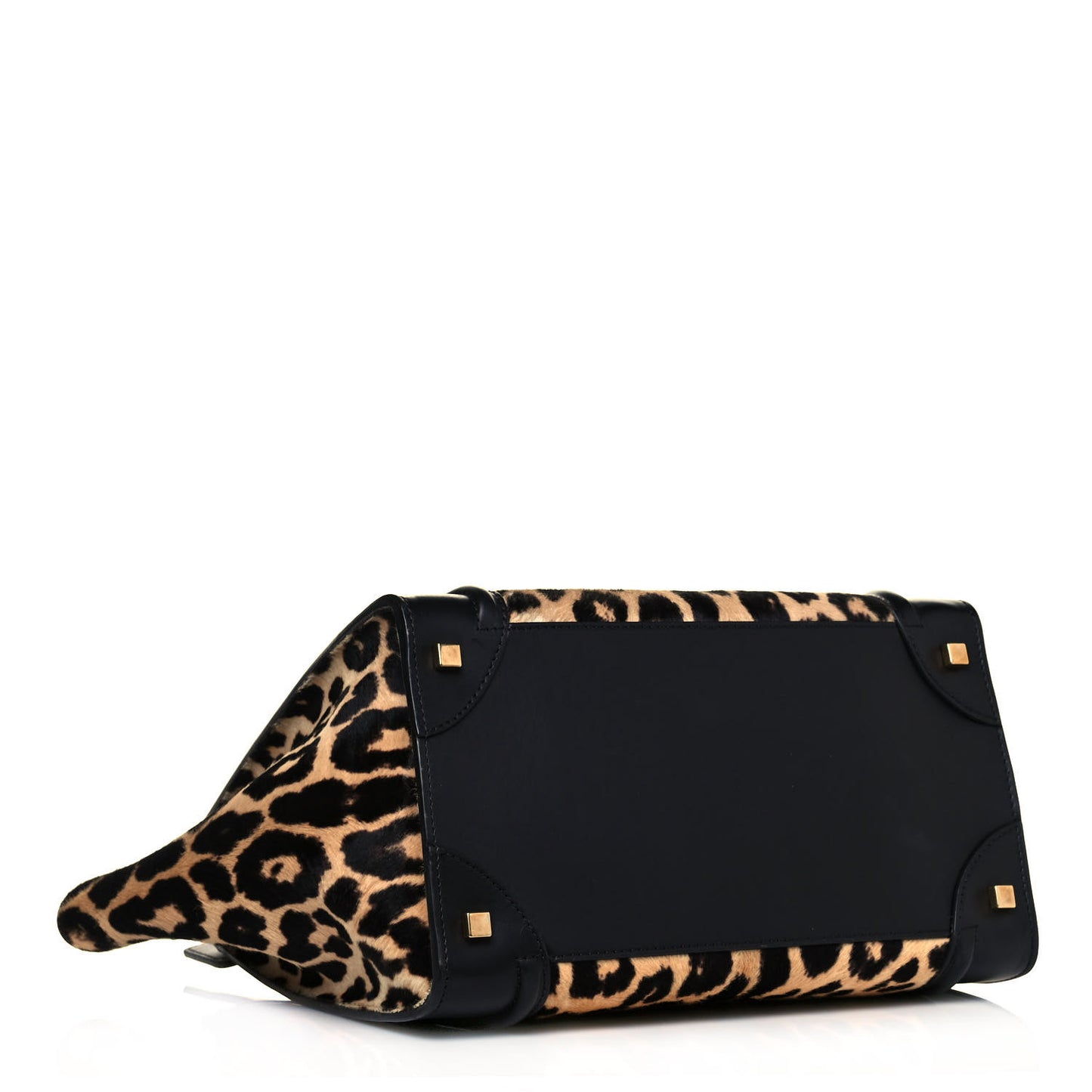 Leopard Pony Hair Mini Luggage Brown