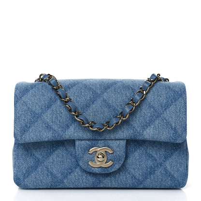 Chanel Printed Denim Quilted Mini Rectangular Flap Light Blue 2 of 21