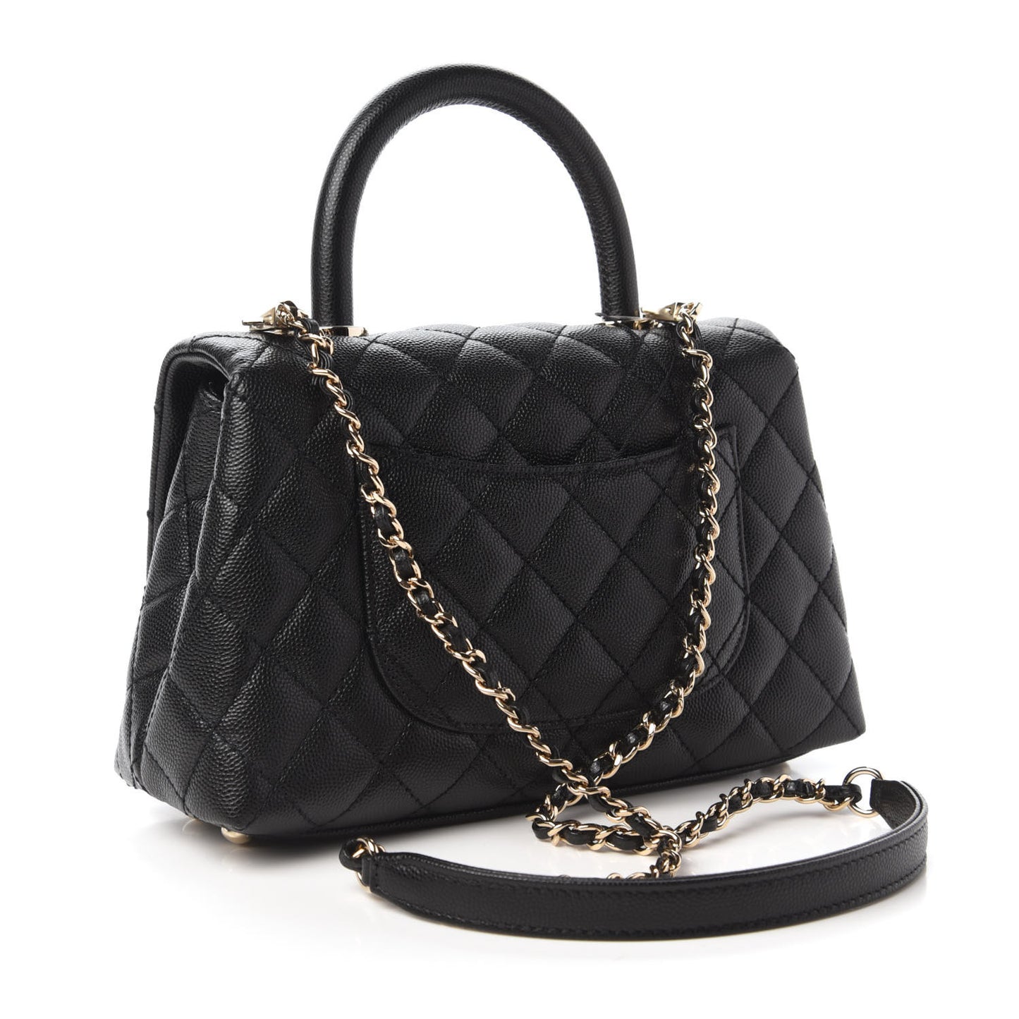 Caviar Quilted Mini Coco Handle Flap Black