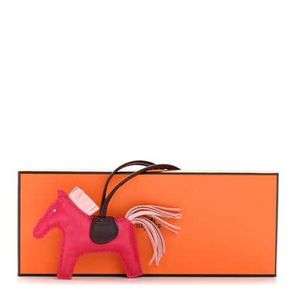 Hermes Milo Lambskin Grigri Rodeo Horse Bag Charm PM Rose Sakura Framboise Rouge Sellier 9 of 10