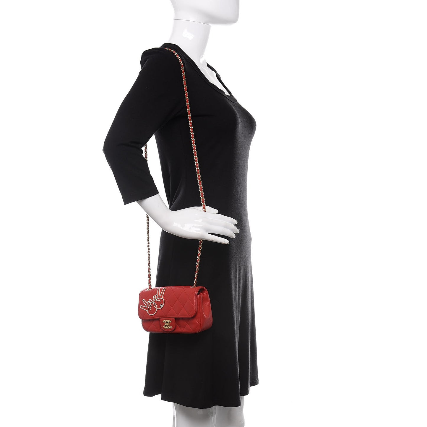 Lambskin Quilted Extra Mini V For Victory Flap Red