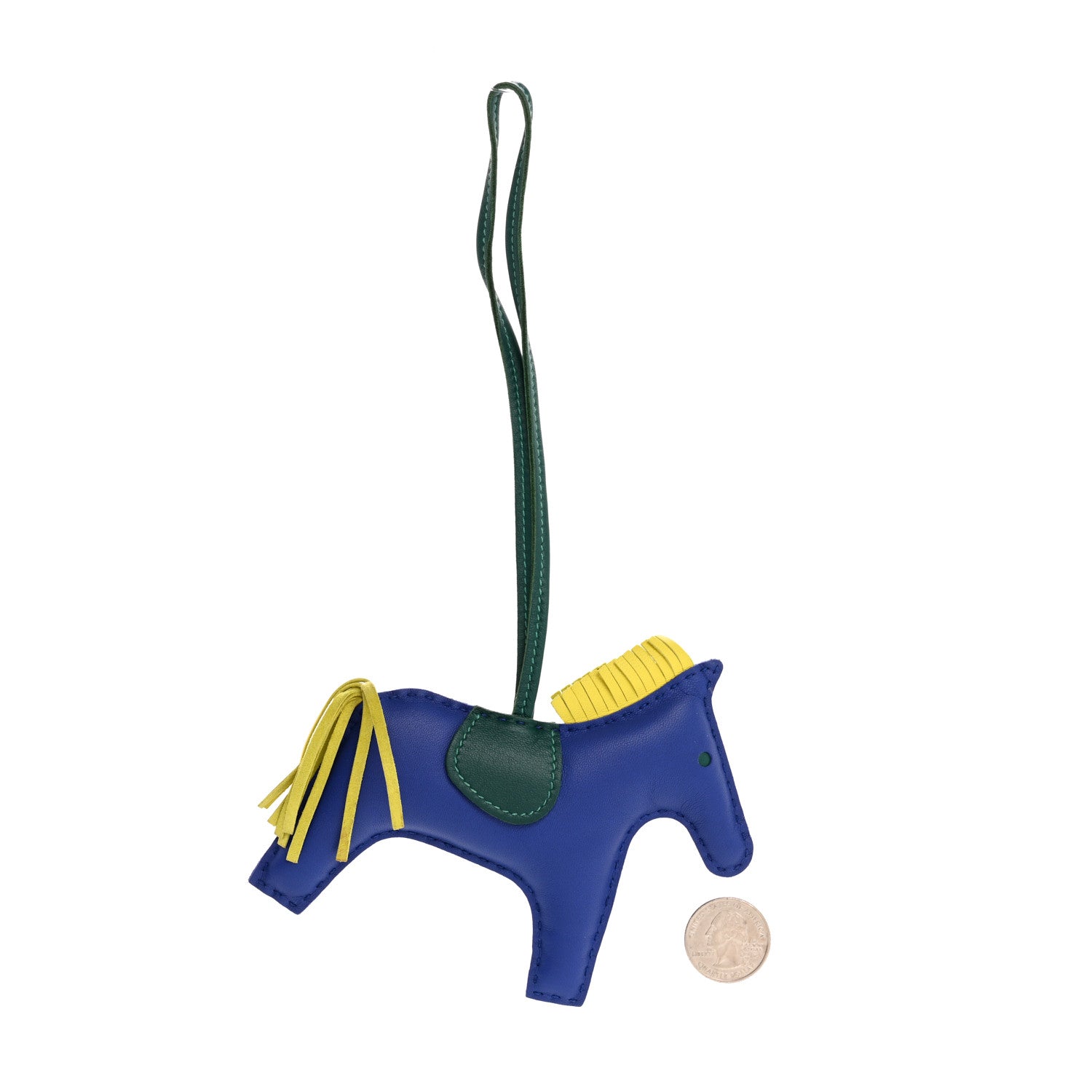 Hermes Milo Lambskin Grigri Rodeo Horse Bag Charm MM Bleu Electrique Malachite Lime 2 of 5