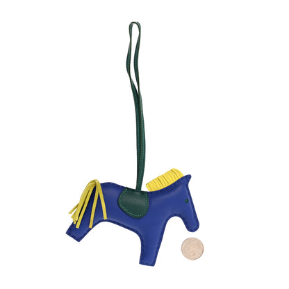 Hermes Milo Lambskin Grigri Rodeo Horse Bag Charm MM Bleu Electrique Malachite Lime 2 of 5
