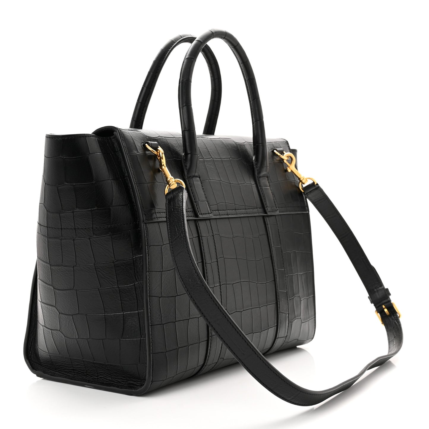Calfskin Crocodile Embossed Bayswater Black