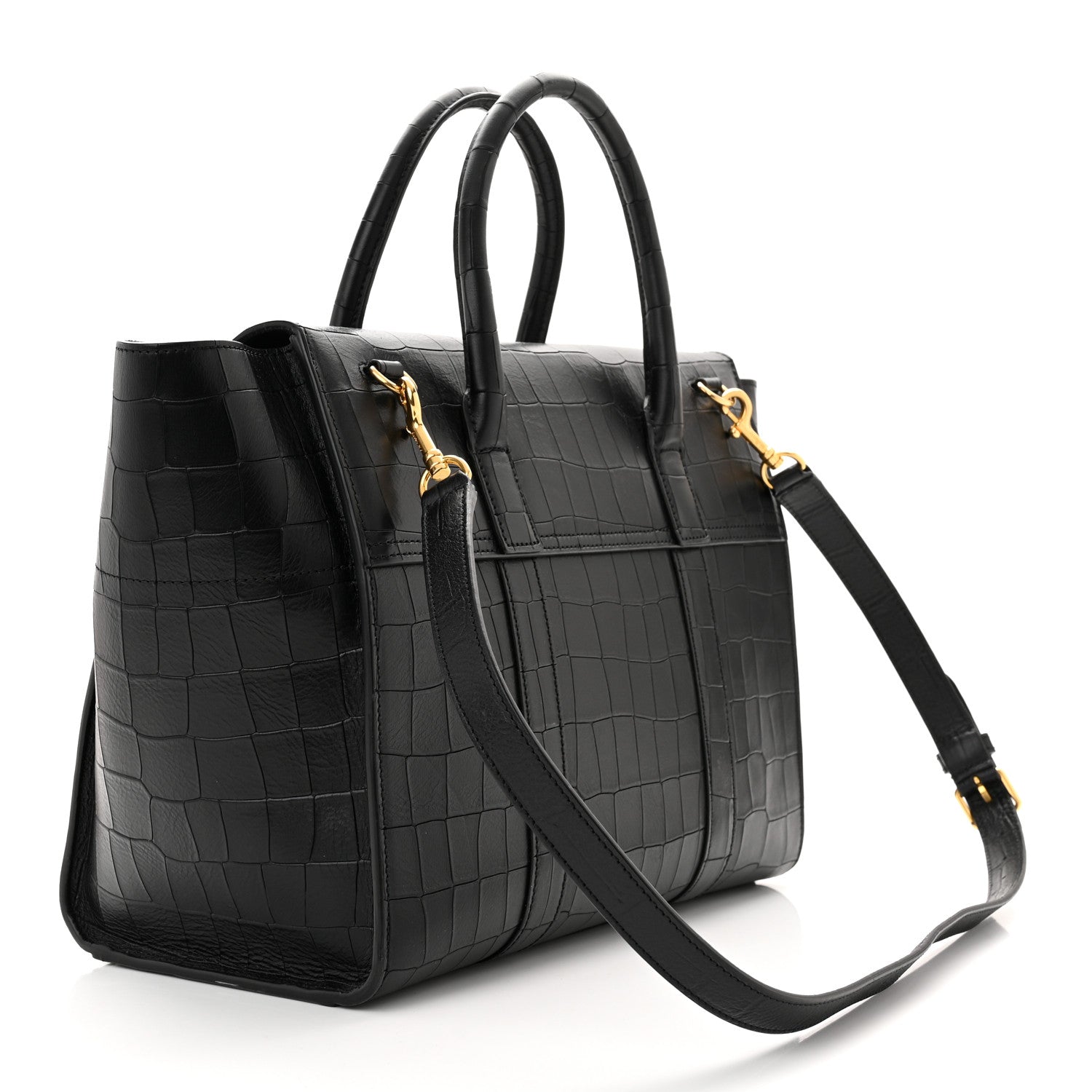 Mulberry Calfskin Crocodile Embossed Bayswater Black 3 of 9
