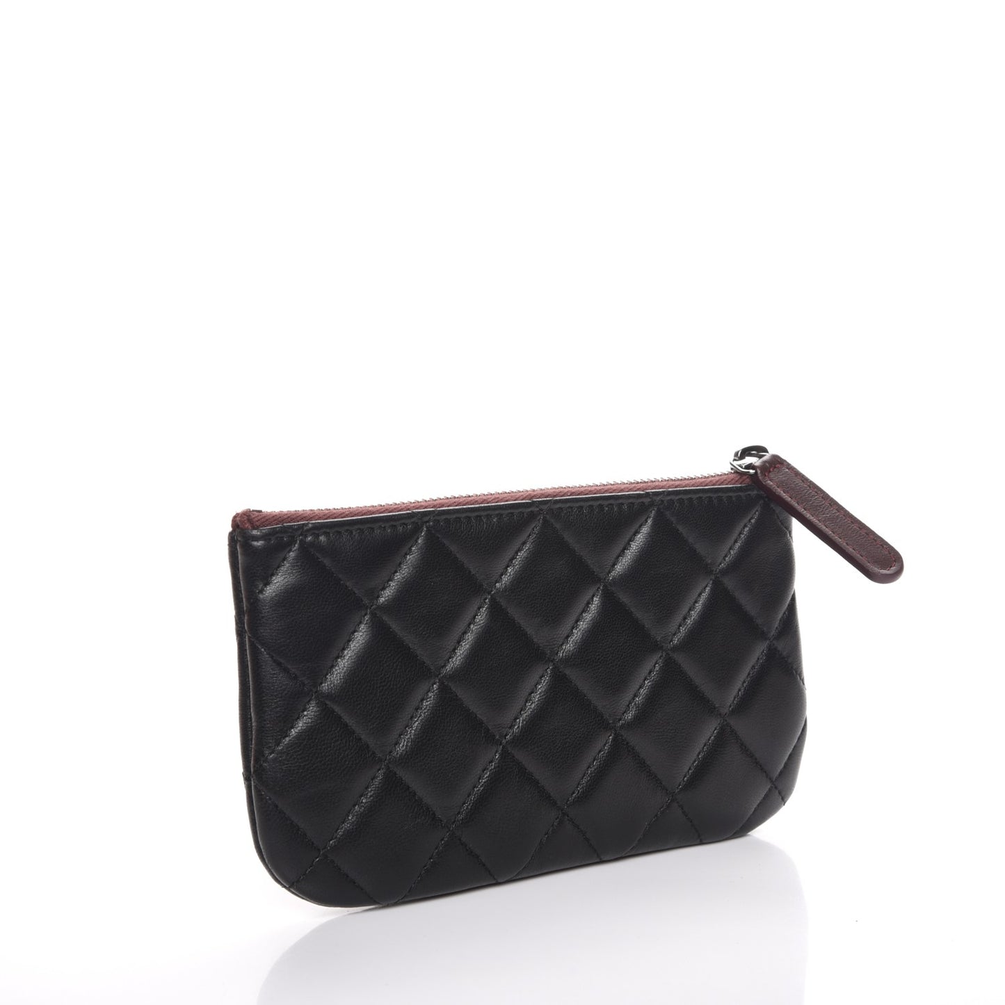 Lambskin Quilted Small Cosmetic Case Black