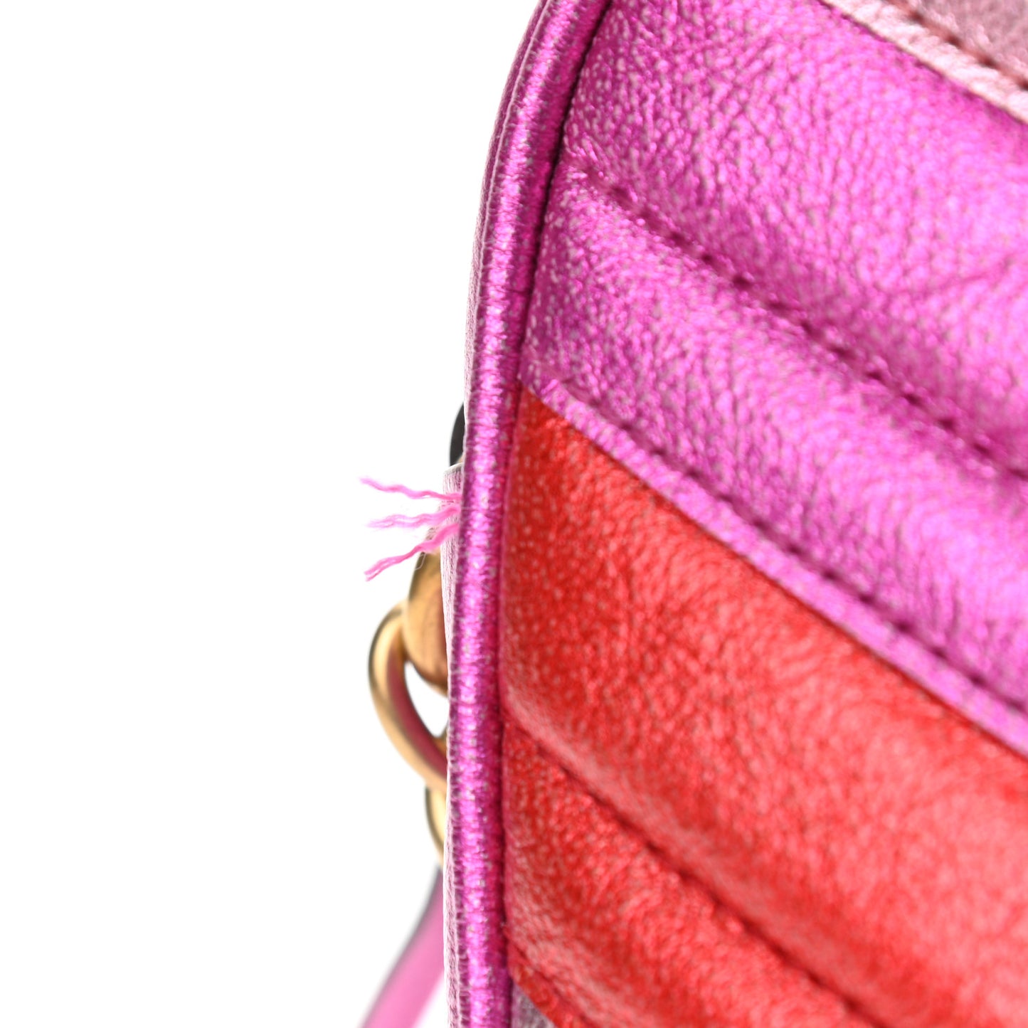 Laminated Nappa Matelasse Small GG Marmont Chain Shoulder Bag Fuxia Rosso Rosa