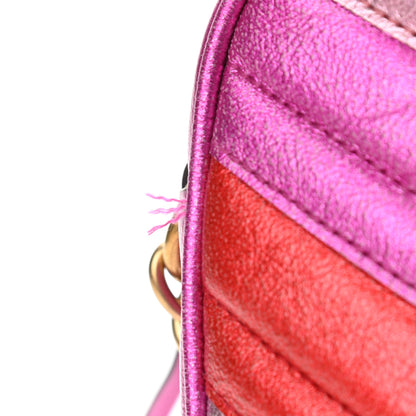 Gucci Laminated Nappa Matelasse Small GG Marmont Chain Shoulder Bag Fuxia Rosso Rosa 12 of 12