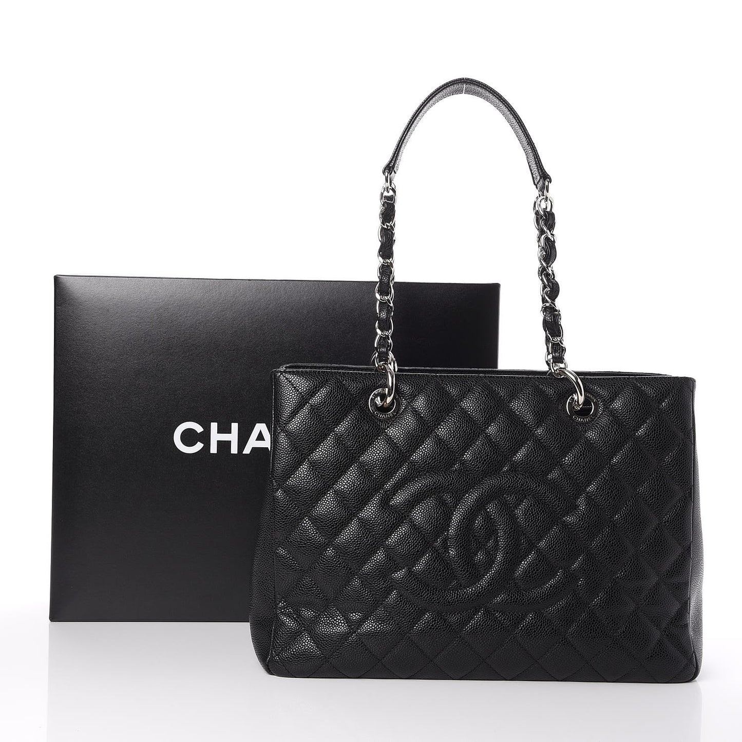 Caviar Quilted Grand Shopping Tote GST Black