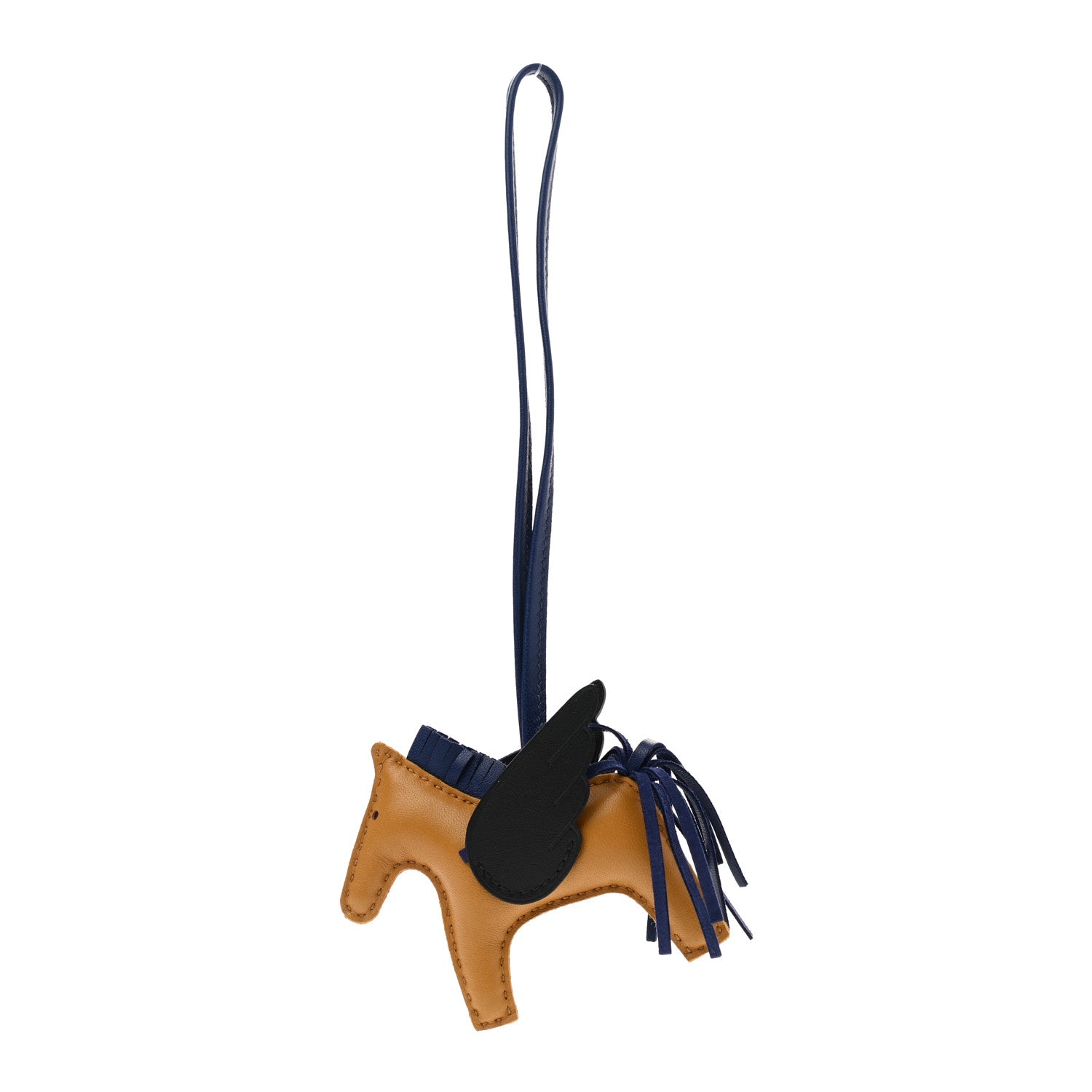 Hermes Milo Lambskin Grigri Rodeo Pegase Horse Bag Charm PM Sesame Black Bleu Saphir 1 of 5