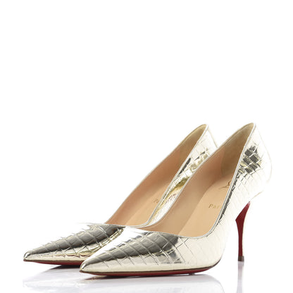 Christian Louboutin Metallo Cocco Clare 80 Pumps 40 Platine 3 of 8