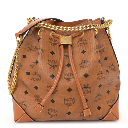 MCM Visetos Small Soft Berlin Drawstring Bucket Bag Cognac 1 of 10