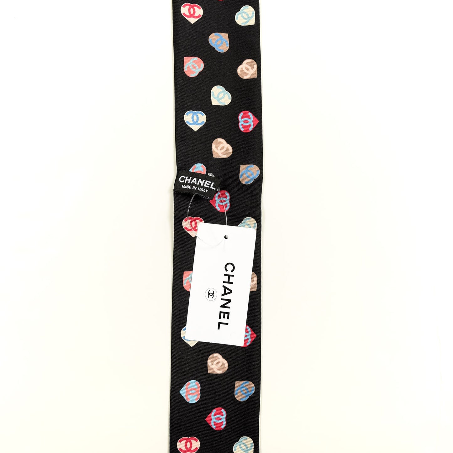 Silk Heart CC Slim Bandeau Scarf Black