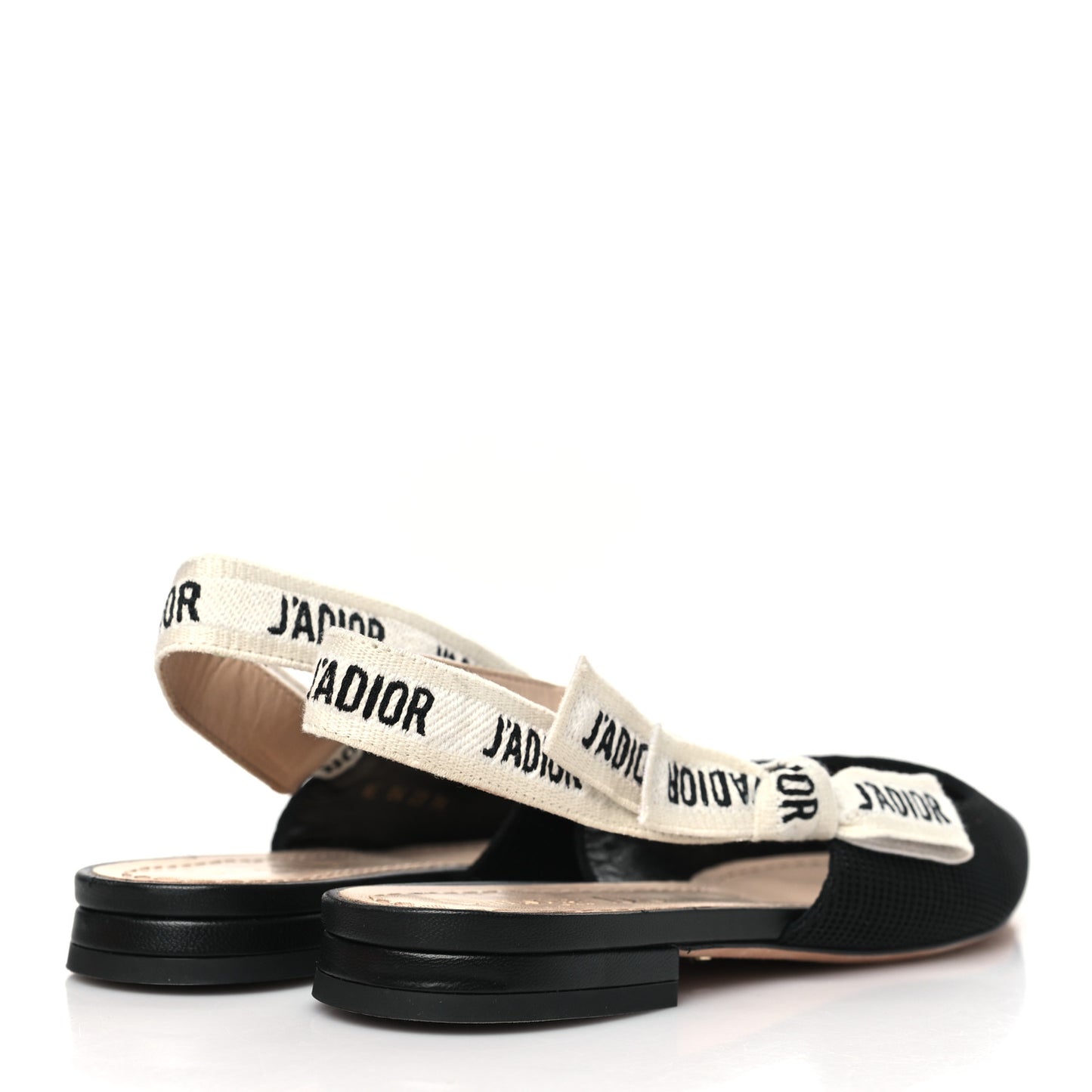 Technical Canvas Ribbon J'Adior Slingback Flats 36 Black