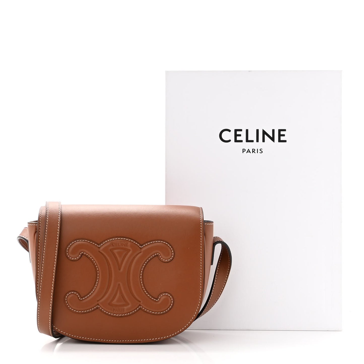 Smooth Calfskin Cuir Triomphe Folco Crossbody Bag Tan