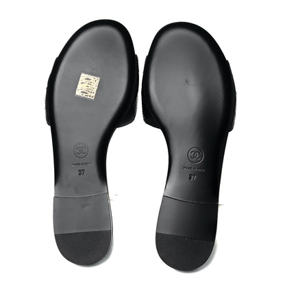 Chanel Lambskin Quilted CC Turnlock Sandals 37 Black 5 of 8