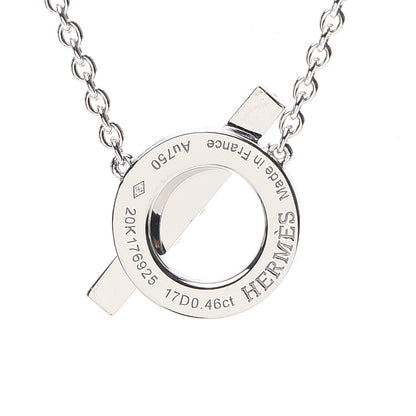 Hermes 18K White Gold Diamond Finesse Pendant Necklace 4 of 6