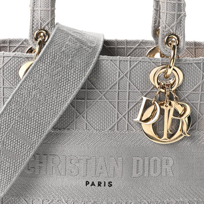 Christian Dior Canvas Embroidered Cannage Medium Lady D-Lite Gray 8 of 10
