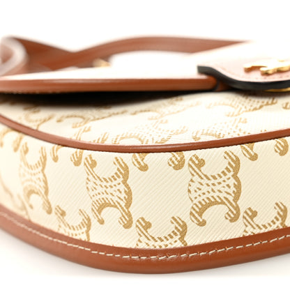 Celine Triomphe Canvas Calfskin Mini Besace Bag White 10 of 13