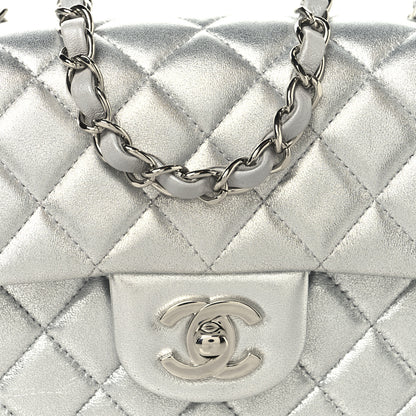 Chanel Metallic Lambskin Quilted Mini Rectangular Flap Silver 8 of 10