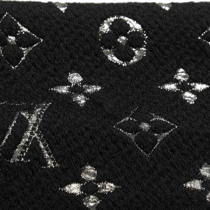 Louis Vuitton Wool Silk Logomania Shine Scarf Black 4 of 4