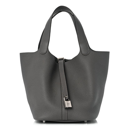 Hermes Taurillon Clemence Picotin Lock 22 MM Gris Meyer 1 of 10