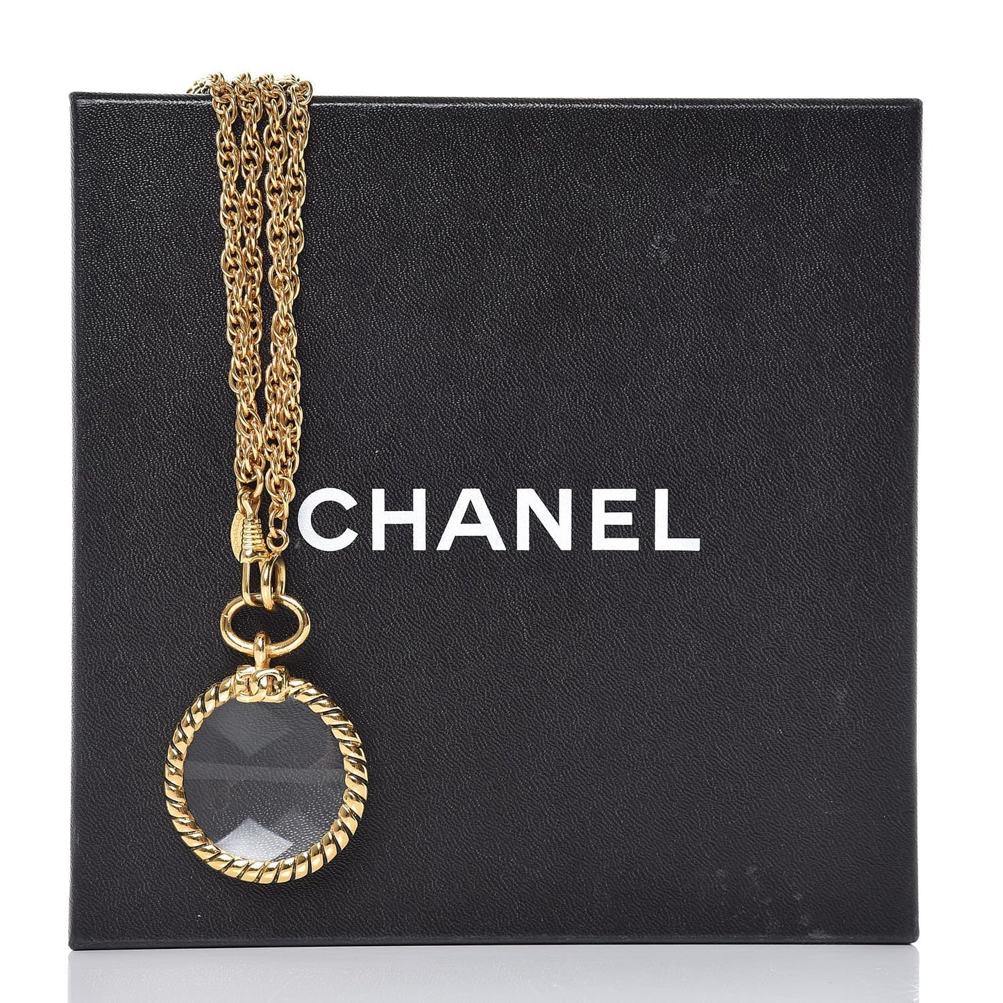 Loupe Magnifying Glass Double Chain Necklace Gold