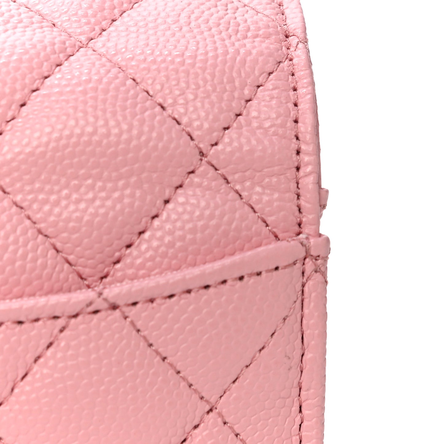Caviar Quilted Flap Card Holder Wallet Light Pink