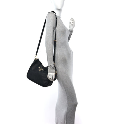 Prada Vitello Daino Hobo Messenger Bag Black 2 of 9