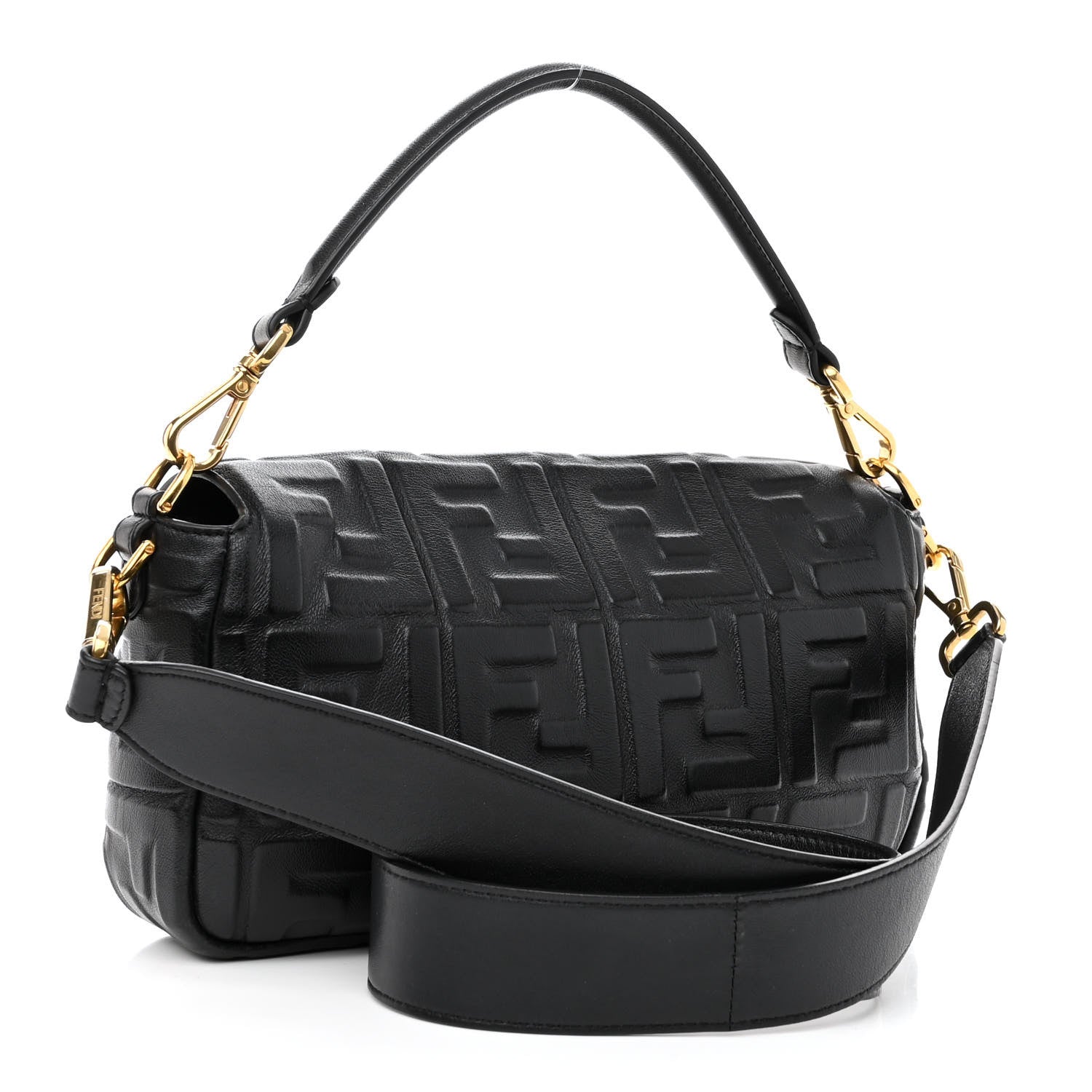 Fendi Nappa FF 1974 Embossed Baguette Black 3 of 9