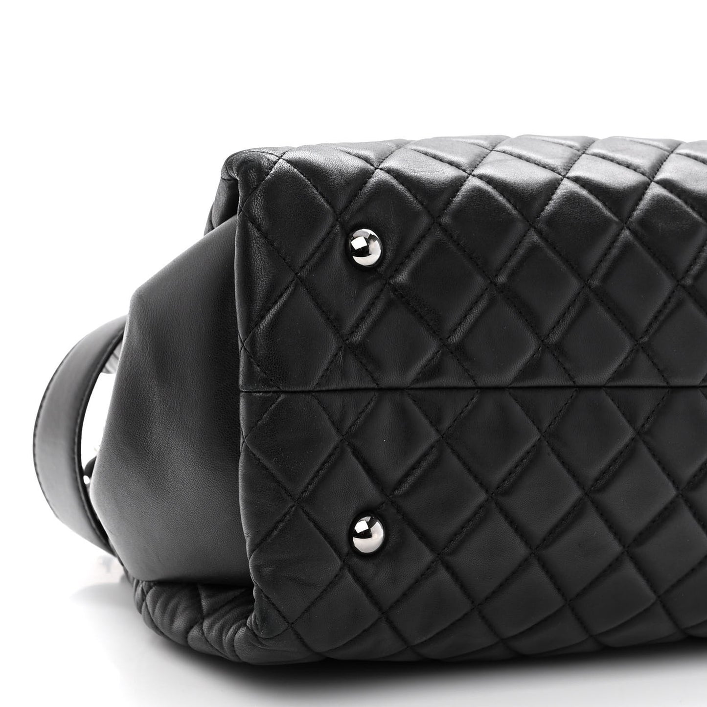 Lambskin Quilted Coco Loop Tote Black