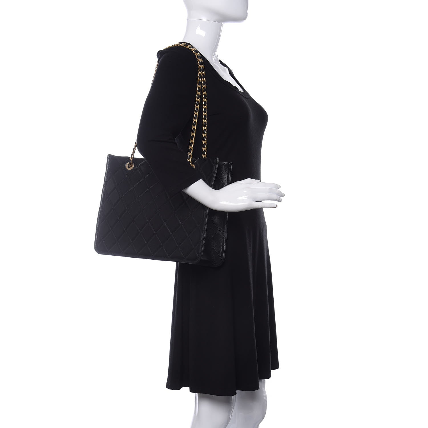 Chanel Caviar Quilted Sweet Classic Shopping Tote Black 2 of 10