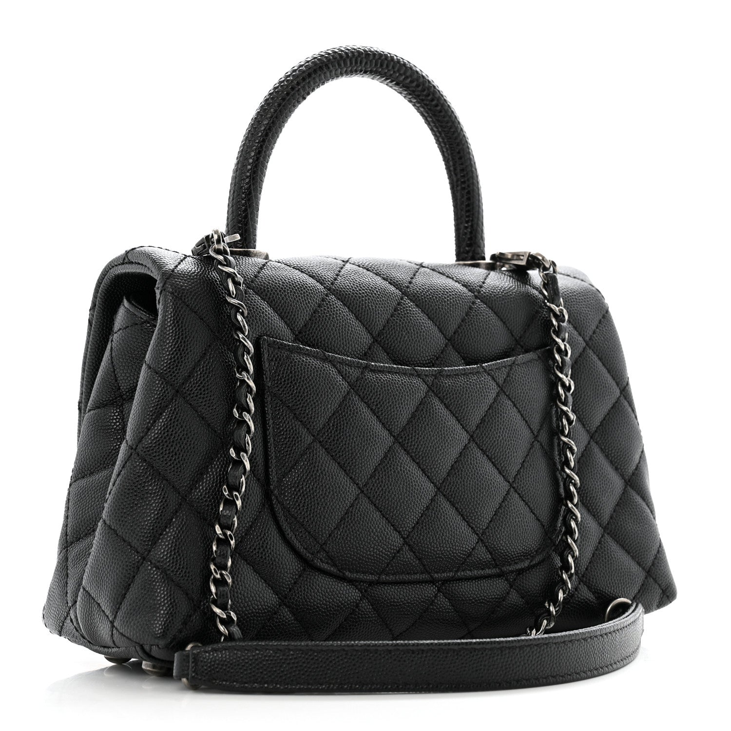 Chanel Caviar Lizard Embossed Quilted Mini Coco Handle Flap Black 3 of 15