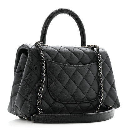 Chanel Caviar Lizard Embossed Quilted Mini Coco Handle Flap Black 3 of 15