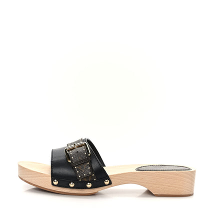 Louis Vuitton Calfskin Monogram Cottage Mules 41 Black 1 of 8