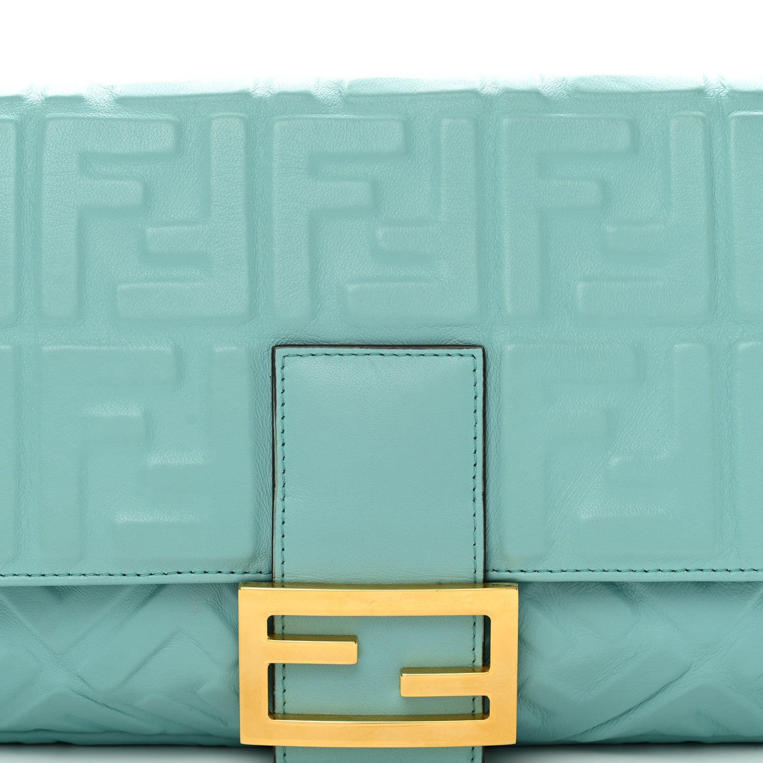 Fendi Nappa FF 1974 Embossed Large Baguette Tiffany 5 of 11