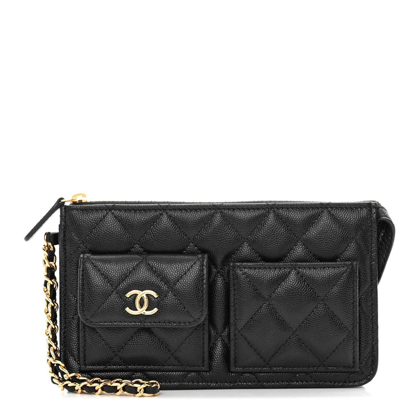 Caviar Quilted Polly Pocket Pouch Black