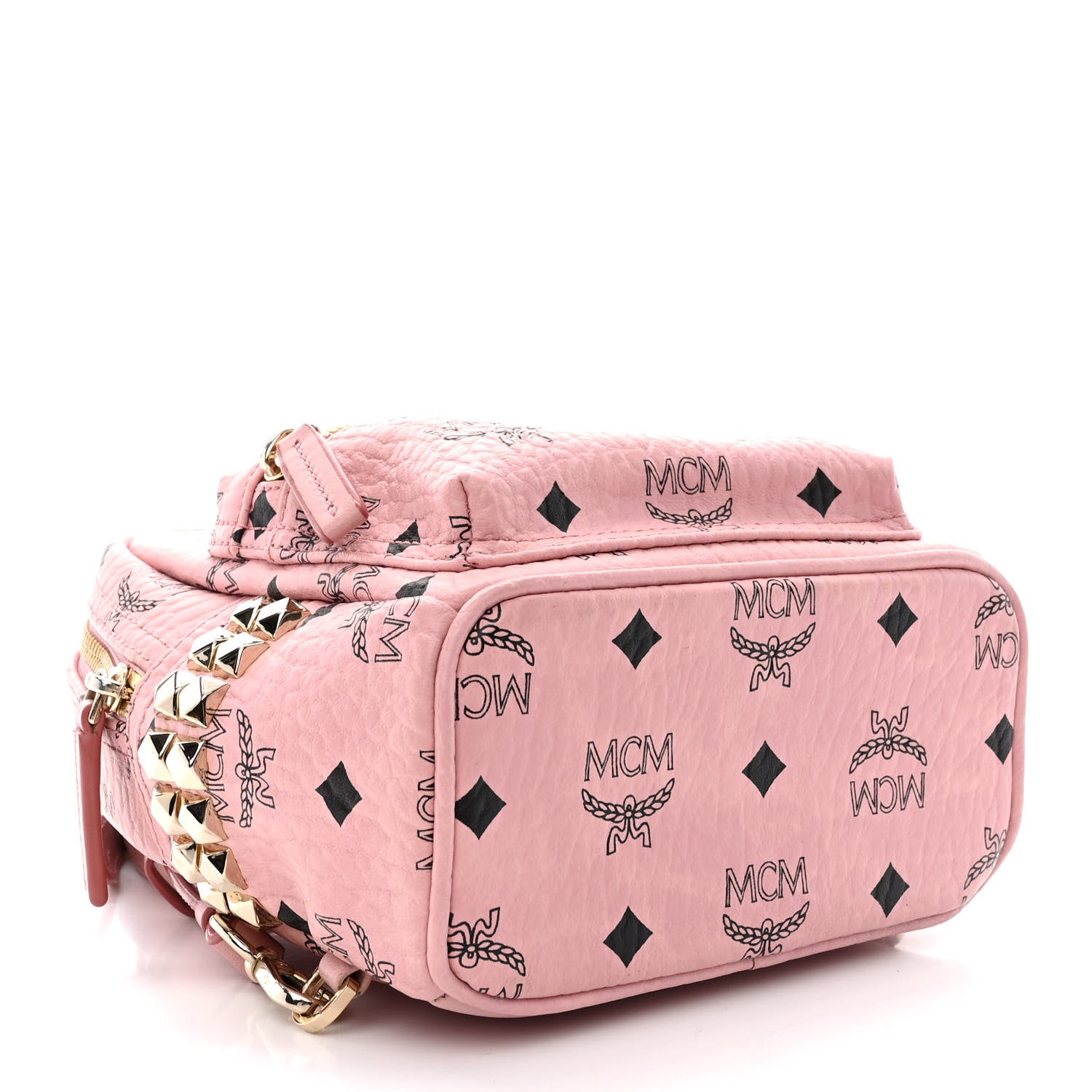 MCM Visetos Side Stud X-Mini Stark Bebe Boo Backpack Soft Pink 4 of 9