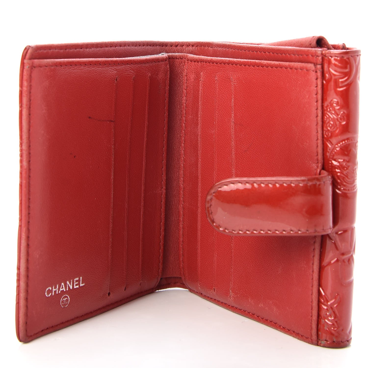 Chanel Patent Calfskin Lucky Symbols Compact French Flap Wallet Red 5 of 7