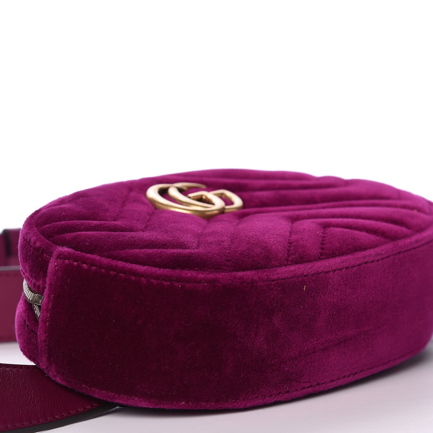 Gucci Velvet Matelasse GG Marmont Belt Bag 85 34 Fuchsia Violet Cyclamen 8 of 11