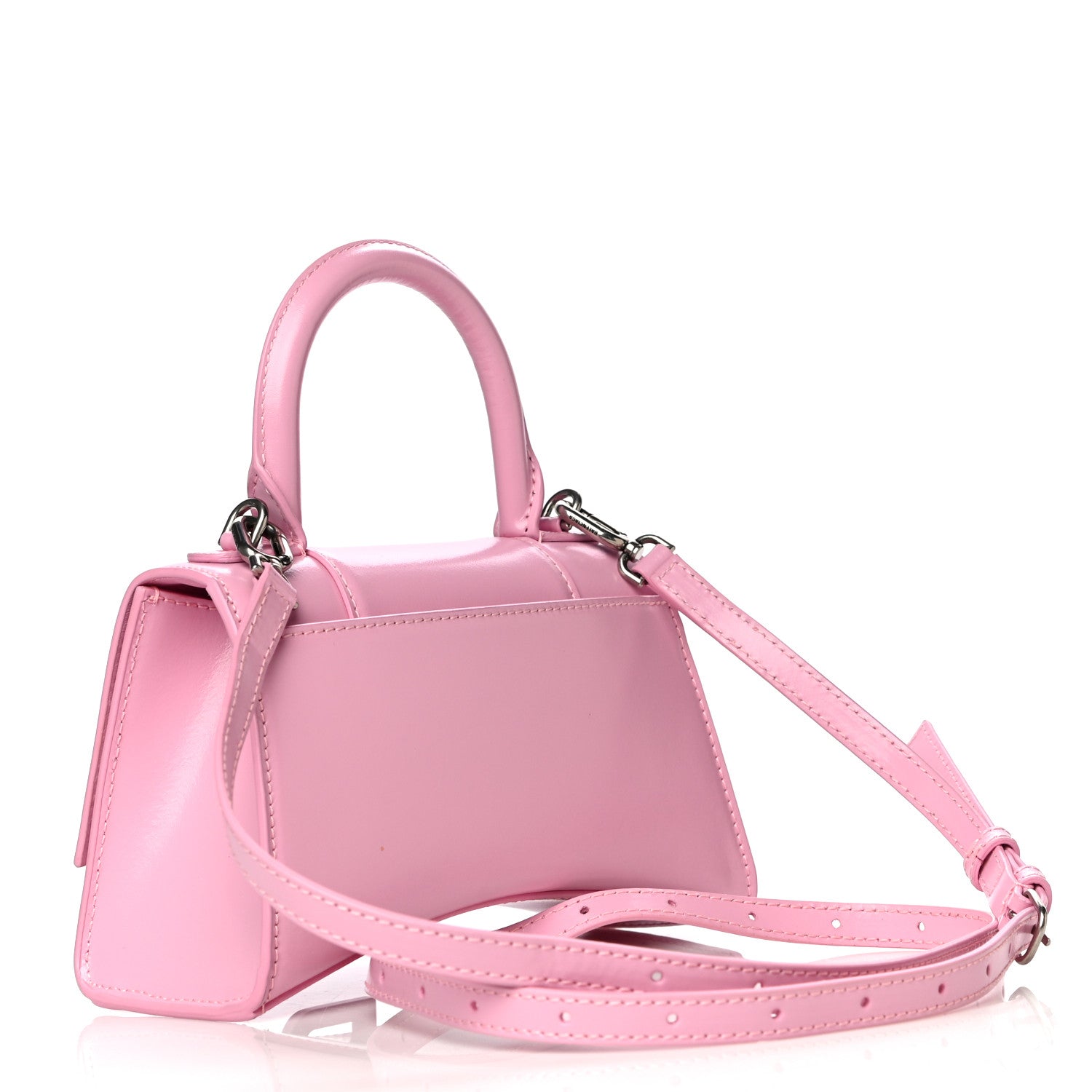 Balenciaga Shiny Box Calfskin Tonal B Hourglass Top Handle Bag XS Candy Pink 3 of 12