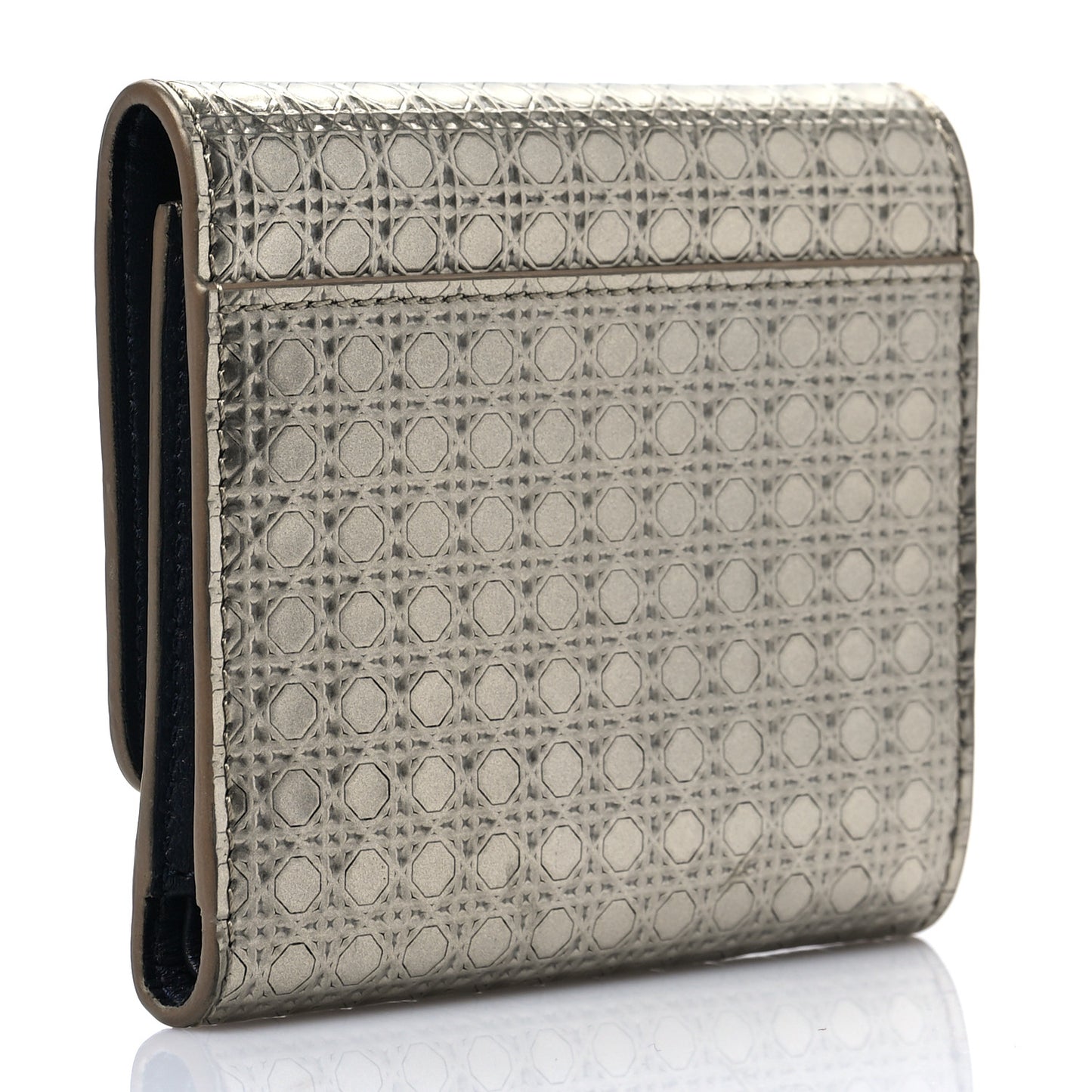 Metallic Patent Micro-Cannage 30 Montaigne Lotus Wallet Champagne