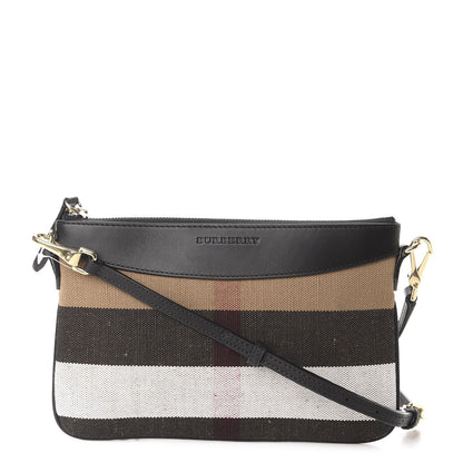 Burberry Mega Check Peyton Crossbody Clutch Bag Black 1 of 12